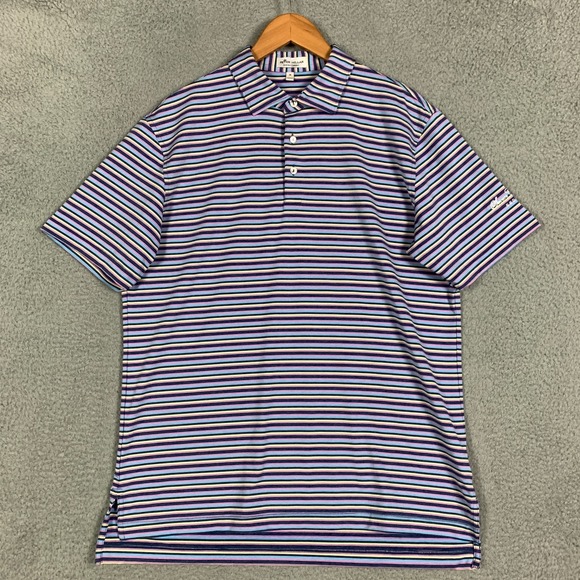 Peter Millar Polo Shirt Mens Medium M Striped Summer Comfort Seven Canyons Golf - Picture 3 of 10